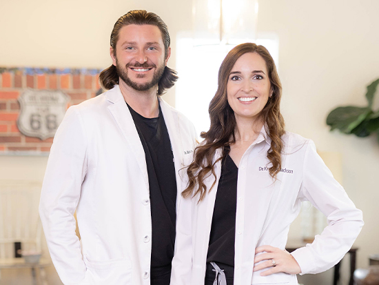 El Reno dentists Dr Parsons and Dr Jackson smiling next to each other