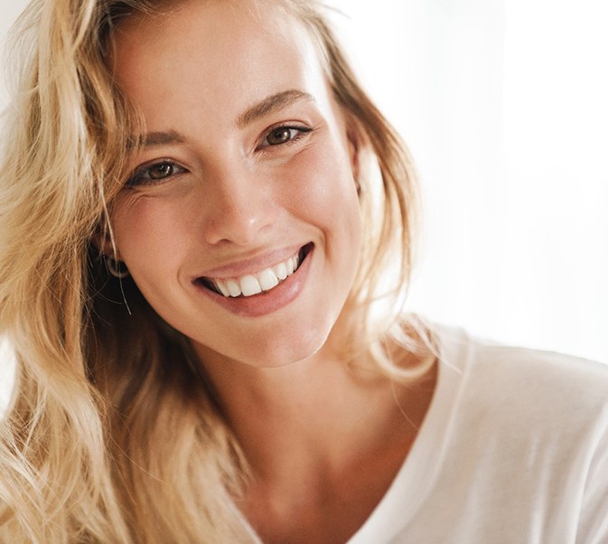 Blonde woman with perfect smile 